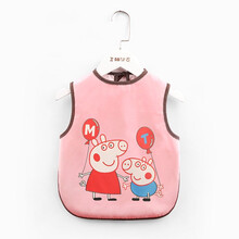 儿童罩衣夏季薄款吃饭围兜无袖防水防脏婴儿围嘴男孩女童反穿护衣 粉色小猪佩奇 110大号（适合3-5岁宝宝）