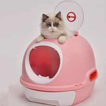 捣蛋鬼 机器喵猫砂盆（天窗款）全封闭去除异味猫厕所大号抽屉式猫沙盆防外溅猫屎盆猫咪用品 公主粉