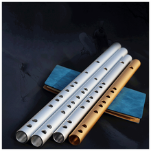 金属短笛无膜孔横笛古风初学入门演奏铝合金铁不锈钢笛子 有膜孔F调银色（49厘米）+教学书