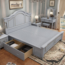 床实木床1.8米双人床美式轻奢主卧1.5米简约现代公主实木欧式婚床高箱储物可定制2.0*2.2米 单床旗舰版 1500mm*2000mm  框架结构