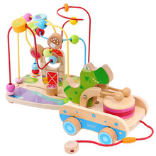 儿童玩具手拉车 儿童学步拖拉车玩具宝宝幼儿婴儿1一2两-二3三周岁手拉线牵引MYFS 鳄鱼鼓车+水果蔬菜绕珠(盒装)