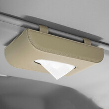 车载纸巾盒挂式遮阳板汽车用品天窗抽纸盒多功能创意座式纸巾盒 挂式款-米色 丰田标