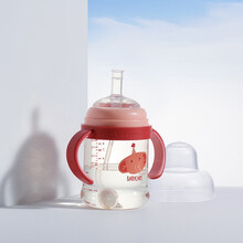 babycare会长大的奶瓶新生婴儿学饮把手款吸管杯 PPSU大宝宝吸管奶瓶宽口径耐摔 240ml-吸管直饮-卡洛红
