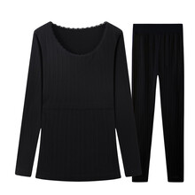 产后哺乳秋衣秋裤套装秋冬季保暖内衣月子服美体打底衣产妇喂奶衣塑身美体套装加绒加厚家居服哺乳衣睡衣 不加绒-6205-黑色 L码