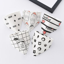 口水巾婴儿纯棉围嘴春秋冬新生儿头巾儿童围巾口水围兜宝宝三角巾 ins五条装