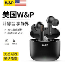 【美国W&P】真无线蓝牙耳机高通aptx双耳麦通话降噪5.2半入耳式耳机运动 苹果华为小米手机通用 【酷黑色】高通芯片|aptX音频解析|7-8h续航