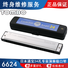 日本TOMBO通宝6624高水平演奏初学成人专业演奏复音24孔口琴 G调+全套赠品