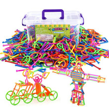 儿童3-6岁益智玩具聪明棒积木拼装魔术棒男女孩玩具动手训练拼插塑料积木套装 500根聪明棒收纳盒装【图纸+车轮】