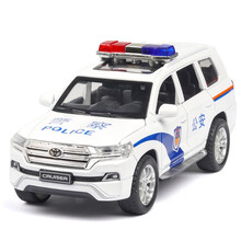 【合金版】儿童玩具男孩1-2-3岁小汽车玩具车仿真模型1:32合金回力警车越野车玩具宝宝小孩丰田车模 警察合金回力车【六门可开+仿真声光+合金车身】 生日礼物-彩盒装