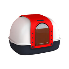 美卡 龙门客栈全封闭双翻盖猫砂盆 特大号猫厕所防外溅隔臭拉屎盆防带出猫咪用品 正红