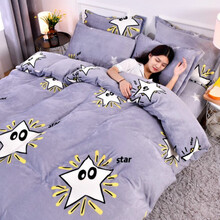 法兰绒珊瑚绒被套单件1.5米被罩秋冬季双人单人1.5m加厚加绒法兰绒毛绒双面绒 幸运星 150x210cm法兰绒被套