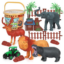 纽奇（Nukied）恐龙动物玩具模型儿童男孩1-3岁霸王龙鲸鱼软胶场景幼儿玩具 森林动物场景套装16件套【配收纳篮子】