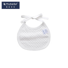 法国mafabebe新生儿婴儿刚出生宝宝A类纯棉围嘴饭兜口水巾 四季圆围嘴-灰色点点