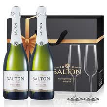 国际	索尔顿 Salton 进口莫斯卡托(moscato)起泡酒  巴西甜白气泡白葡萄酒可配礼盒香槟杯 索尔顿起泡酒750ml*2（配礼盒+香槟杯）
