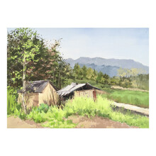 墨斗鱼风景 客厅装饰画现代简约北欧风格沙发背景墙床头壁画餐厅墙面挂画墙画宁雨霏布面油画原作