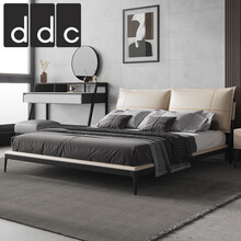DDC意式真皮床双大床极简轻奢1.5/1.8米实木高箱储物软床婚床主卧室家具 真皮床+5D乳胶床垫+1柜 1.5米框架结构【颜色备注】