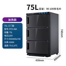 毛巾消毒柜 电热毛巾机美容院理发店幼儿园蒸汽箱湿毛巾加热消毒柜紫外线小型 75L 三门 加热款 黑