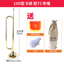 新宝 青年号少年号军乐队小号鼓号乐器少先队号漆金/银色 B调 金色配7C号嘴 (手套号旗号袋)