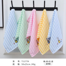 金号A类纯棉家用儿童洗脸毛巾全棉女士幼儿园洗澡小毛巾中号面巾柔软吸水不易掉毛卡通可爱5条家庭装 T1177H蓝2红黄绿（5条装）