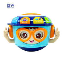 儿童1岁婴儿拍拍鼓宝宝益智眨眼不倒翁鼓音乐玩具手拍鼓早教小孩玩具 不倒翁手拍鼓【莫兰迪蓝色】+3节5号电池