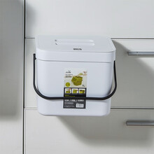 飞达三和 壁挂式垃圾桶橱柜门挂式家用小号厨房干湿分类桶带盖厕所垃圾桶 7L白色