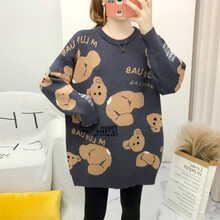 秋冬款孕妇装秋款套装时尚潮妈秋装上衣冬装款中长款秋季毛衣 蓝灰色+孕妇黑色春秋打底裤 XXXL