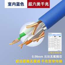 广惠通纯铜千兆超六类网线300米一箱工程家用cat6e双屏蔽室外无氧铜网络 工程过测【无氧铜】0.56 蓝色【千兆过测活动款  20米