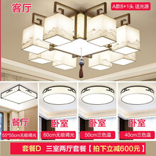 冠点 新中式吸顶灯LED客厅灯中国风古典艺术现代简约卧室温馨大气家用中式灯具套餐 套餐D
