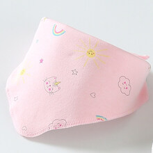 花花宝贝 纯棉婴儿童口水巾吃饭三角巾围兜新生宝宝吸水防吐奶围嘴秋冬加厚 粉彩虹