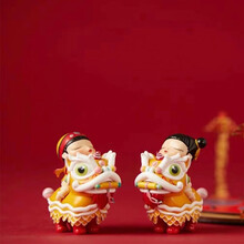 玲珑小福狮 橙金色创意家居送女友生日礼物摆件礼盒装