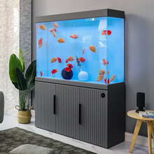 龙鱼阁鱼缸客厅大中型缸内无管件家用下过滤超白玻璃智能鱼缸水族箱竖条1.2米手机智能（120×39×156）