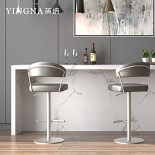 英纳现代简约吧台椅升降旋转靠背椅子轻奢酒吧凳子前台吧台凳高脚凳吧台凳家用 深灰色