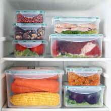 乐亿多保鲜盒套装波炉饭盒冰箱密封冷冻食品盒塑料八件套