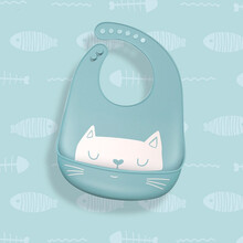 京东超市	
欧育 宝宝围兜婴儿吃饭围兜罩衣儿童硅胶围嘴防水立体吃饭兜口水兜巾B1362 布鲁蓝