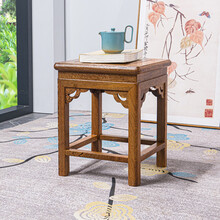 贡艺名居 红木家具非洲鸡翅木（学名：非洲崖豆木）方凳中式短凳休闲凳实木矮凳换鞋凳 方凳33*33*42cm