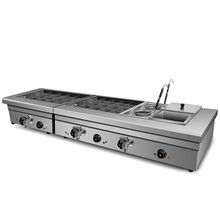 hotkitch 电热格子双缸关东煮机器商用麻辣烫锅小吃设备串串香煮面炉汤池不锈钢电炸锅商用燃气摆摊 40格关东煮+煮面炉+双汤池【电热款】