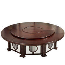 电动餐桌大圆桌   酒店新中式实木电动大圆桌饭店旋转餐桌带转盘15/20/30人会所圆台