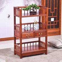 苏汀小镇红木家具缅甸花梨（学名：大果紫檀）实木餐边柜茶水柜小书架实木新中式多功能置物架客厅玄关柜边柜 长60*宽32*高98cm