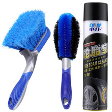 亦叶 洗车专用轮胎轮毂刷子汽车钢圈脚垫强力去污毛刷清洗清洁组合套装工具 新款：轮胎刷+轮毂刷+车仆轮胎宝(600ml)