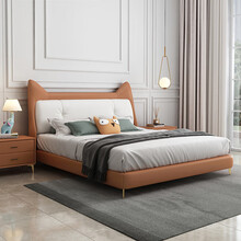 苏格情调实木内架童床公主床现代简约轻奢北欧科技布单双人床1.2/1.3/1.5/1.8米可定制 床(不含床垫)+1个床头柜 1500mm*2000mm  框架结构