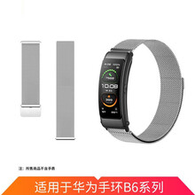 【全国七仓次日达】中沃华为智能手环B6表带 不锈钢金属钢制表带 B6银色米兰钢带