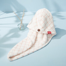 洁丽雅（Grace）毛巾家纺 柔软强吸水干发帽65*25菠萝格包头快速干发毛巾长款  青春粉