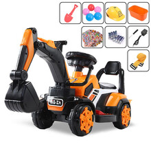【两用电动款】儿童电动挖掘机可坐可骑人大号小孩挖土机儿童挖挖机玩具车宝宝工程车遥控模型2-5岁男女 半电动时尚款【两用+豪华大礼包】