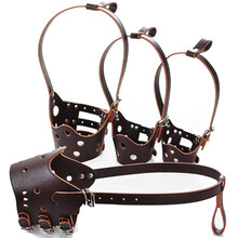 存己宠物 狗嘴套狗狗嘴罩防咬防叫器乱吃中大型犬狗口罩金毛宠物皮质止吠器 棕色 S-小型【建议8-30斤】