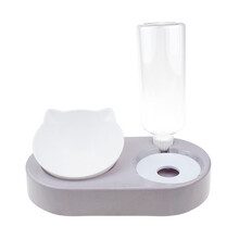 小囧猫碗猫盆猫粮碗自动饮水器猫咪食盆猫狗通用猫碗自动饮水器 猫脸续水碗-灰色