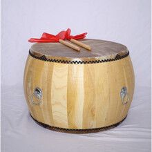 【保价30天】黄牛皮大鼓椿木白茬原木色高音战鼓寺庙鼓道士法器鼓民族鼓黑皮鼓 20寸黄牛皮战鼓65*50+鼓棒