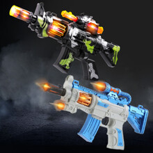 儿童玩具枪 3岁以下儿童小男孩子宝宝军人电动玩具枪声光音乐带声音冲锋抢2-3岁 套餐1:大号迷彩枪+蓝色冲锋 枪(送普通电池) 官方标配