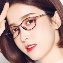 近视眼镜女有度数 眼镜框女小框小脸超轻无度数透明无镜片学生可配防蓝光防辐射散光 红色