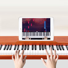 特思邦无线充电款88键便携式电钢琴专业儿童幼师钢琴 【力度便携-红棕色】送单踏 (插电+充电）单琴头