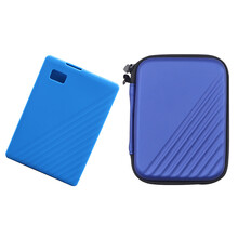 适用于西数随行版移动硬盘保护套西部数据my passport随性款新款WD收纳包1T/2t/4T/5 蓝色包+蓝色(4T/5T)硅胶套